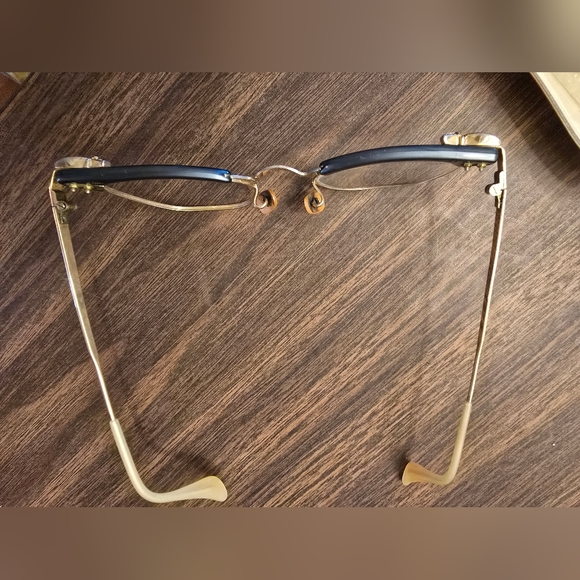 Bausch & Lomb Vintage Cat Eye Gold and Black Eyeglass Frames - Picture 3 of 4